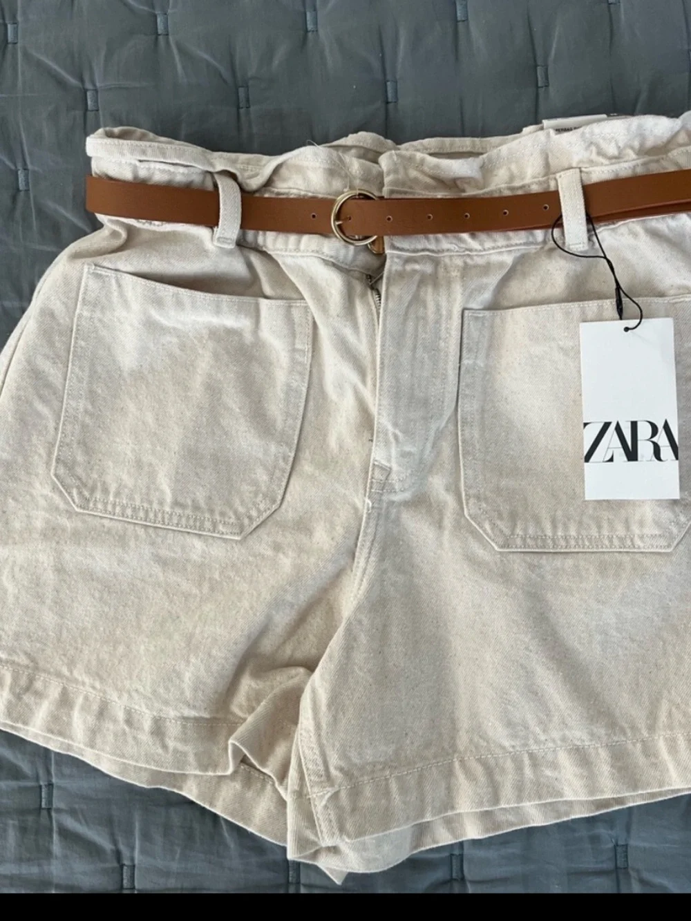 NWT Zara Paperbag Denim Shorts 10